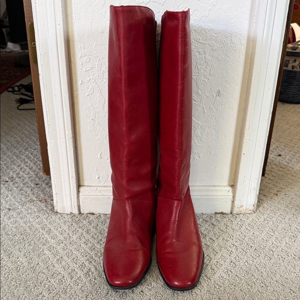 Worthington Red Leather Over-the-Knee Boots